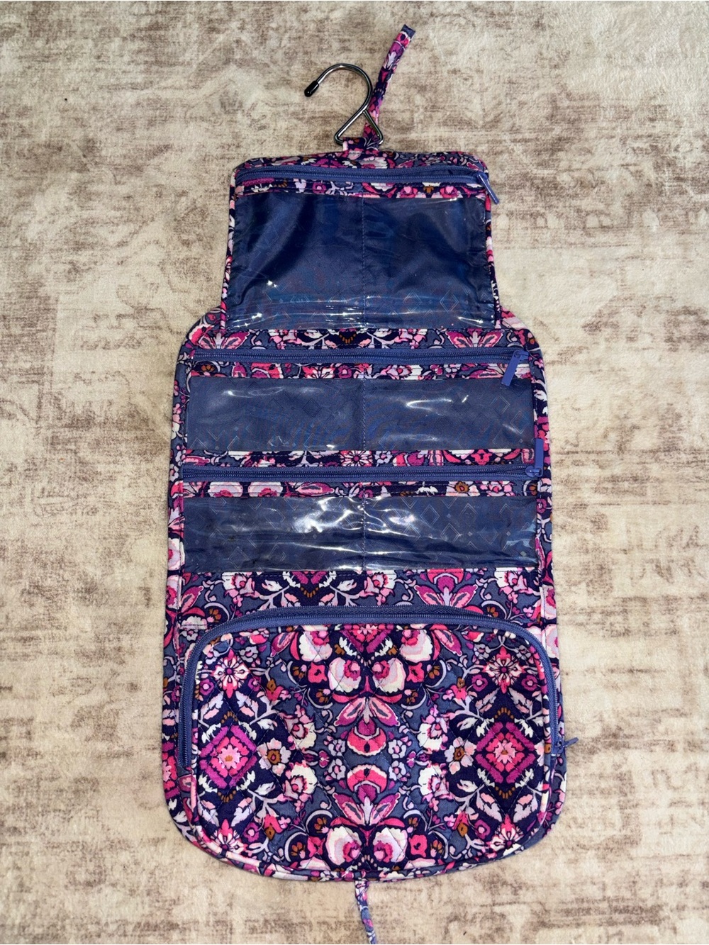 Vera Bradley Hanging Travel Organizer Bag in Purple Pink Floral